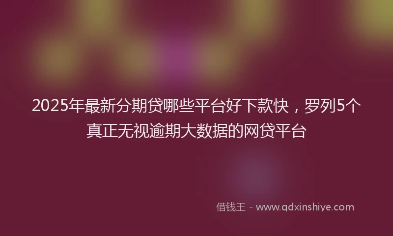 2025年最新分期贷哪些平台好下款快，罗列5个真正无视逾期大数据的网贷平台