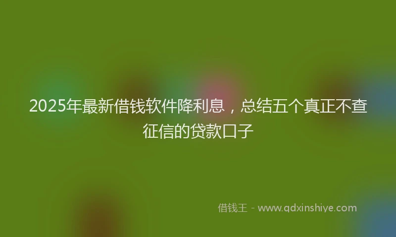 2025年最新借钱软件降利息，总结五个真正不查征信的贷款口子