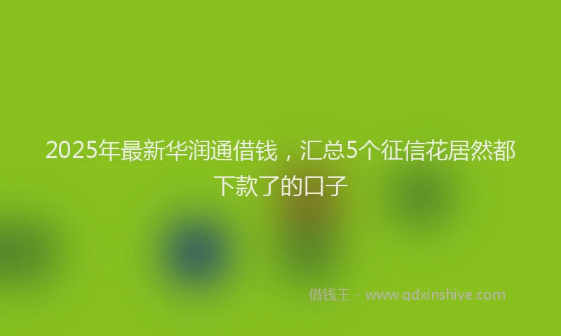 2025年最新华润通借钱，汇总5个征信花居然都下款了的口子
