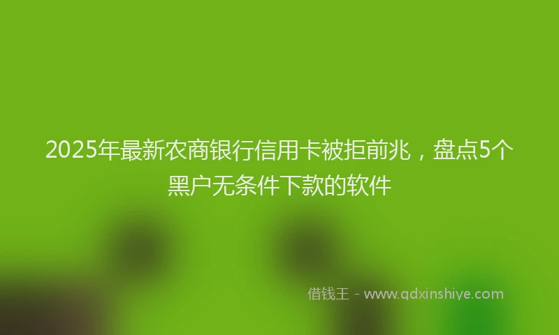 2025年最新农商银行信用卡被拒前兆，盘点5个黑户无条件下款的软件