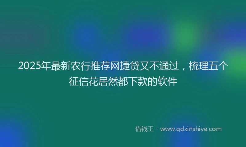 2025年最新农行推荐网捷贷又不通过，梳理五个征信花居然都下款的软件