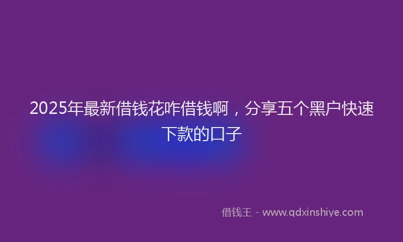 2025年最新借钱花咋借钱啊，分享五个黑户快速下款的口子