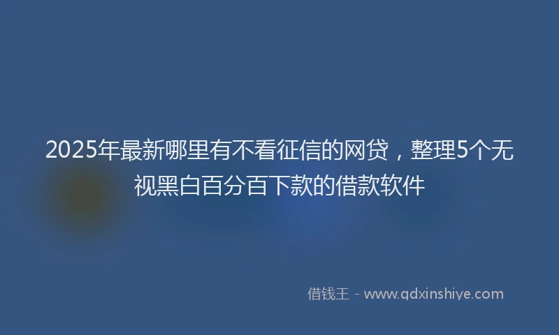 2025年最新哪里有不看征信的网贷，整理5个无视黑白百分百下款的借款软件