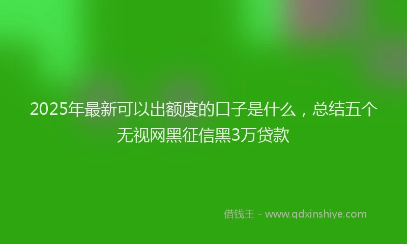 2025年最新可以出额度的口子是什么，总结五个无视网黑征信黑3万贷款