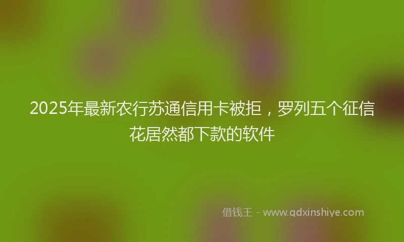 2025年最新农行苏通信用卡被拒，罗列五个征信花居然都下款的软件