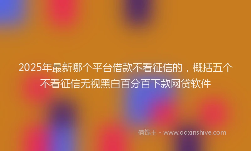 2025年最新哪个平台借款不看征信的，概括五个不看征信无视黑白百分百下款网贷软件