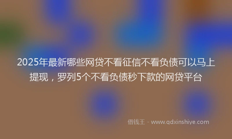 2025年最新哪些网贷不看征信不看负债可以马上提现，罗列5个不看负债秒下款的网贷平台