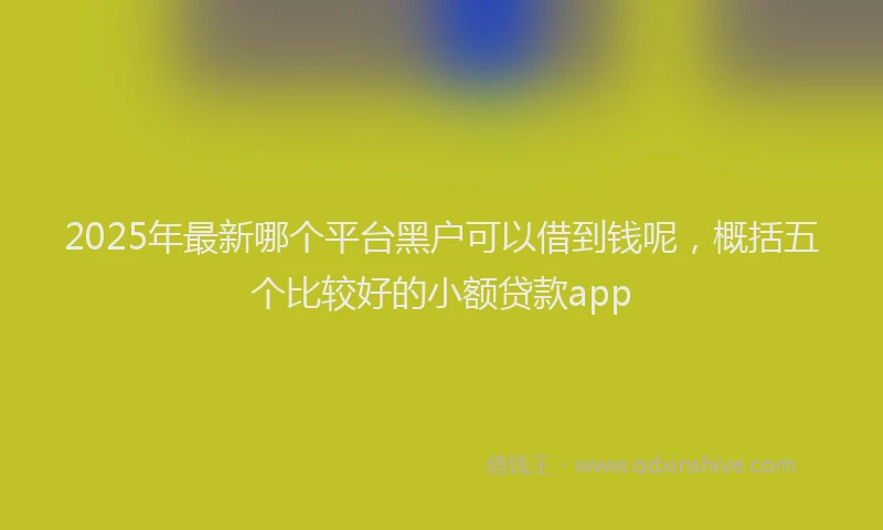 2025年最新哪个平台黑户可以借到钱呢，概括五个比较好的小额贷款app
