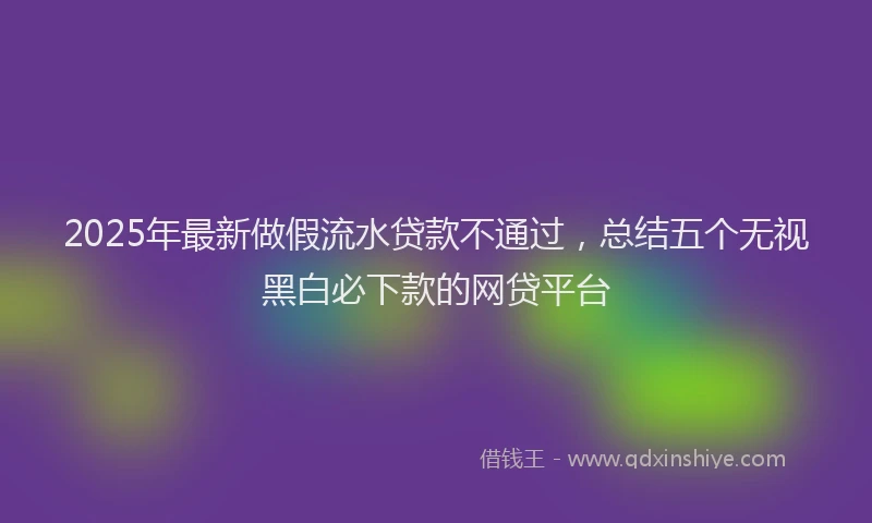2025年最新做假流水贷款不通过，总结五个无视黑白必下款的网贷平台