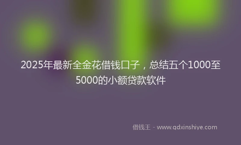 2025年最新全金花借钱口子，总结五个1000至5000的小额贷款软件