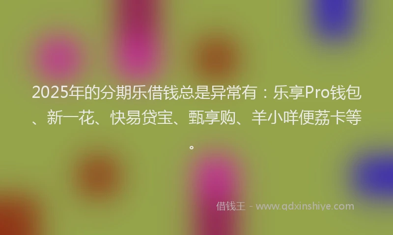 2025年的分期乐借钱总是异常有：乐享Pro钱包、新一花、快易贷宝、甄享购、羊小咩便荔卡等。