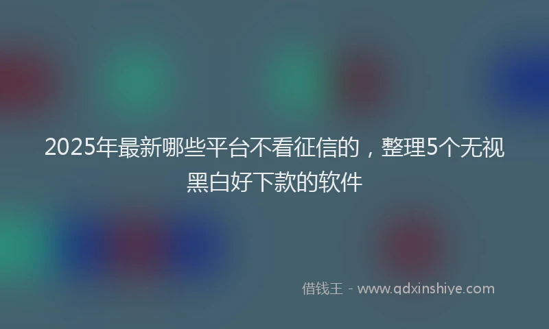 2025年最新哪些平台不看征信的，整理5个无视黑白好下款的软件