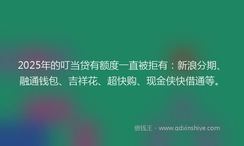 2025年的叮当贷有额度一直被拒有：新浪分期、融通钱包、吉祥花、超快购、现金侠快借通等。