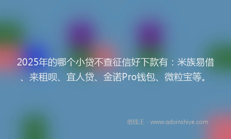 2025年的哪个小贷不查征信好下款有：米族易借、来租呗、宜人贷、金诺Pro钱包、微粒宝等。