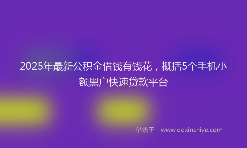 2025年最新公积金借钱有钱花，概括5个手机小额黑户快速贷款平台