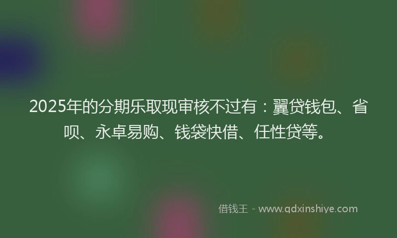 2025年的分期乐取现审核不过有：翼贷钱包、省呗、永卓易购、钱袋快借、任性贷等。
