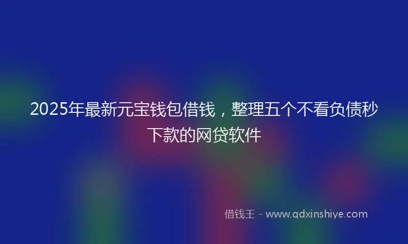 2025年最新元宝钱包借钱，整理五个不看负债秒下款的网贷软件
