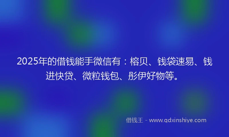 2025年的借钱能手微信有：榕贝、钱袋速易、钱进快贷、微粒钱包、彤伊好物等。