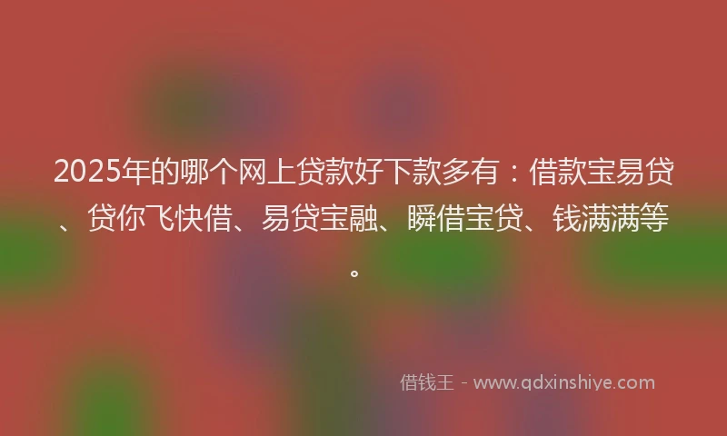 2025年的哪个网上贷款好下款多有：借款宝易贷、贷你飞快借、易贷宝融、瞬借宝贷、钱满满等。