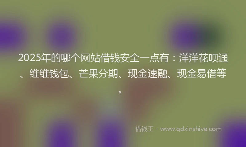 2025年的哪个网站借钱安全一点有：洋洋花呗通、维维钱包、芒果分期、现金速融、现金易借等。