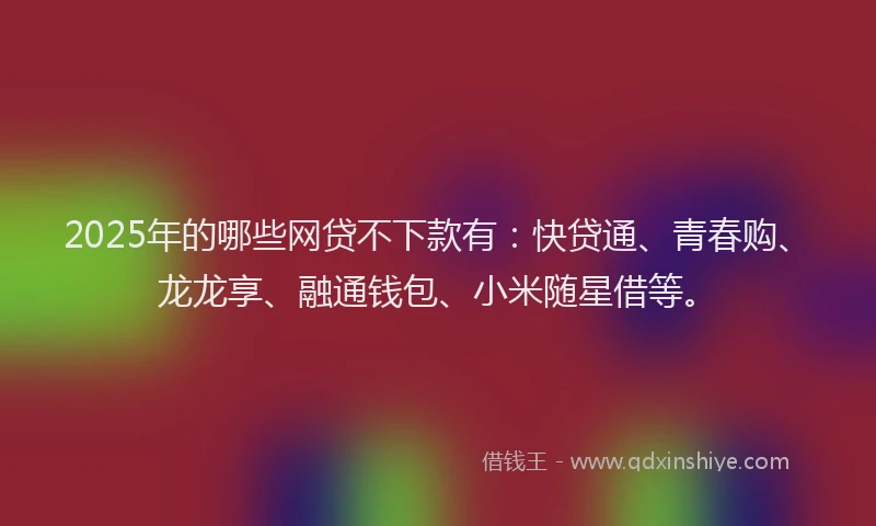 2025年的哪些网贷不下款有：快贷通、青春购、龙龙享、融通钱包、小米随星借等。