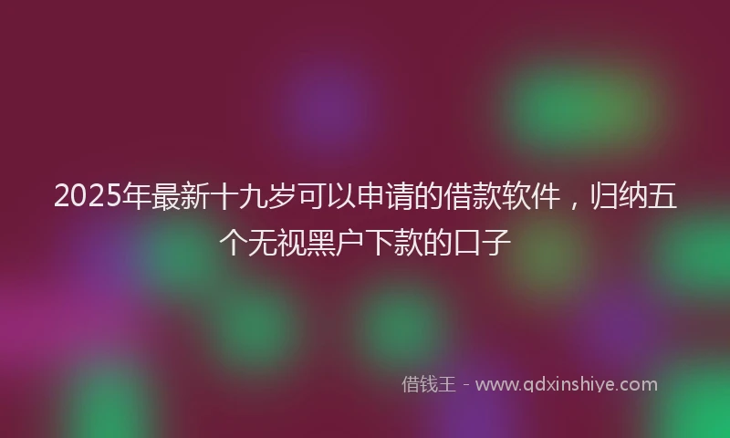 2025年最新十九岁可以申请的借款软件，归纳五个无视黑户下款的口子