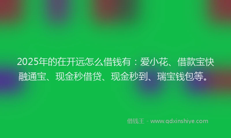 2025年的在开远怎么借钱有：爱小花、借款宝快融通宝、现金秒借贷、现金秒到、瑞宝钱包等。