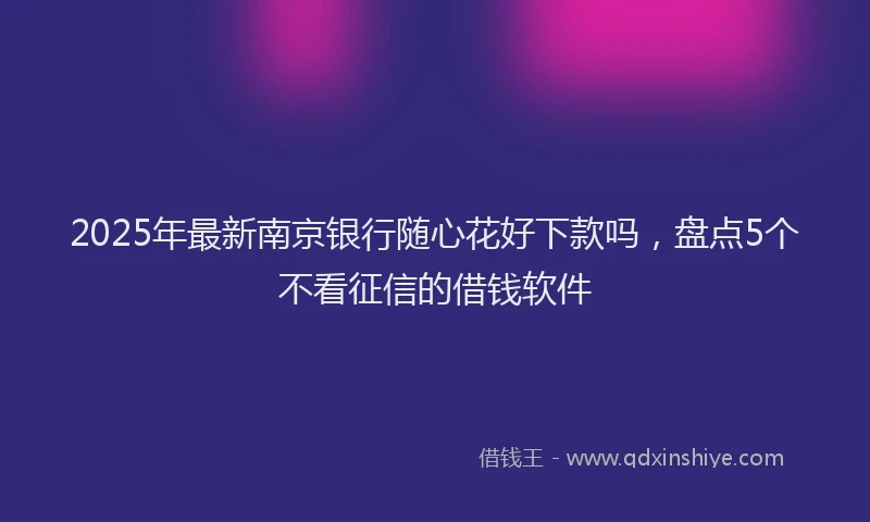 2025年最新南京银行随心花好下款吗，盘点5个不看征信的借钱软件