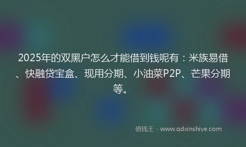 2025年的双黑户怎么才能借到钱呢有：米族易借、快融贷宝盒、现用分期、小油菜P2P、芒果分期等。