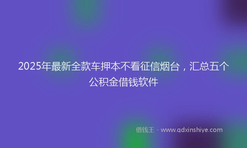 2025年最新全款车押本不看征信烟台，汇总五个公积金借钱软件