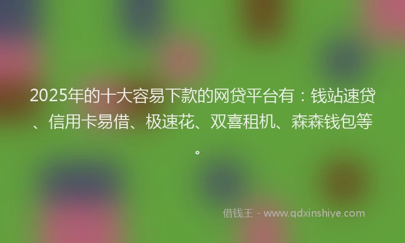 2025年的十大容易下款的网贷平台有：钱站速贷、信用卡易借、极速花、双喜租机、森森钱包等。