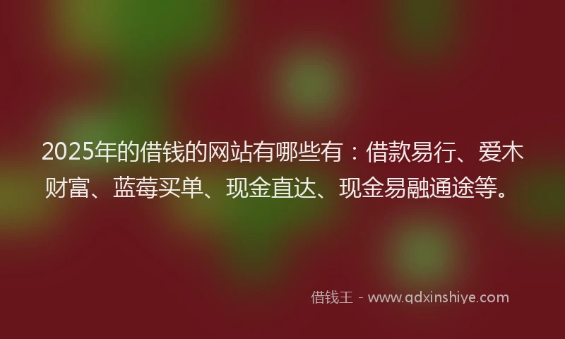 2025年的借钱的网站有哪些有：借款易行、爱木财富、蓝莓买单、现金直达、现金易融通途等。