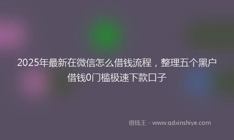 2025年最新在微信怎么借钱流程，整理五个黑户借钱0门槛极速下款口子