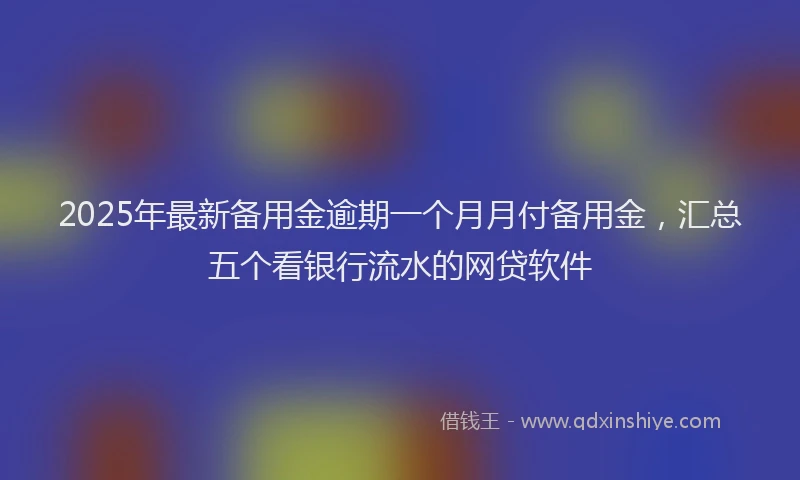 2025年最新备用金逾期一个月月付备用金，汇总五个看银行流水的网贷软件