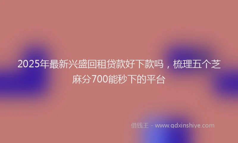 2025年最新兴盛回租贷款好下款吗，梳理五个芝麻分700能秒下的平台