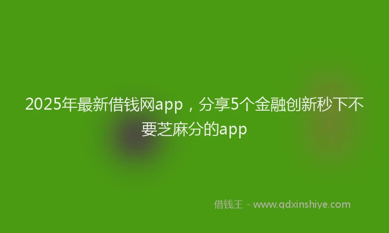 2025年最新借钱网app，分享5个金融创新秒下不要芝麻分的app