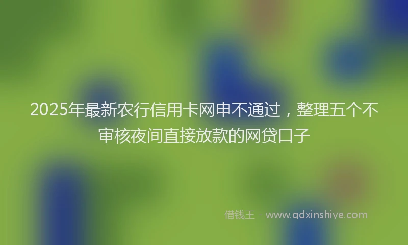 2025年最新农行信用卡网申不通过，整理五个不审核夜间直接放款的网贷口子