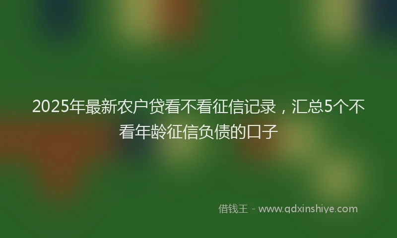 2025年最新农户贷看不看征信记录，汇总5个不看年龄征信负债的口子