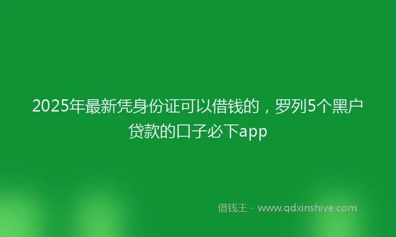2025年最新凭身份证可以借钱的，罗列5个黑户贷款的口子必下app