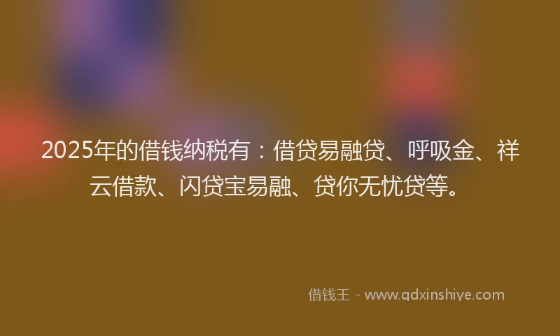 2025年的借钱纳税有：借贷易融贷、呼吸金、祥云借款、闪贷宝易融、贷你无忧贷等。