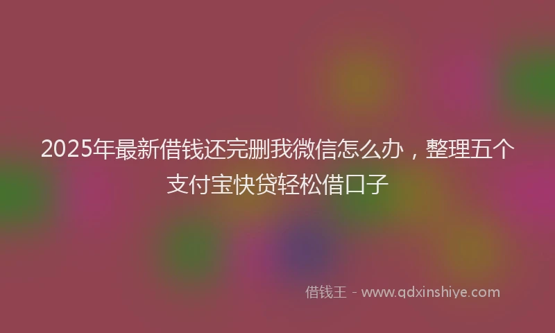 2025年最新借钱还完删我微信怎么办，整理五个支付宝快贷轻松借口子