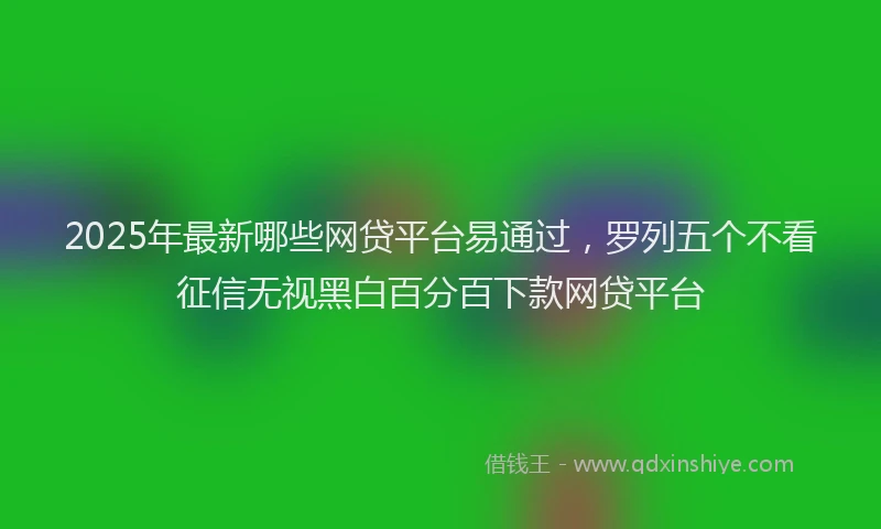 2025年最新哪些网贷平台易通过，罗列五个不看征信无视黑白百分百下款网贷平台