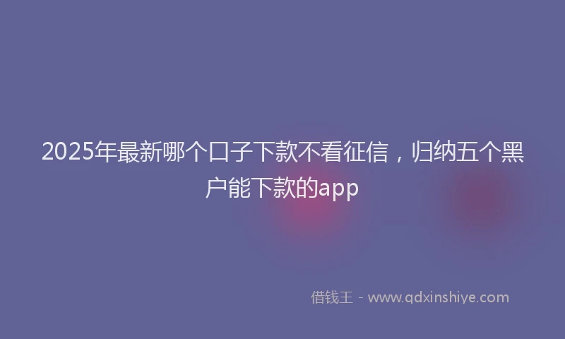 2025年最新哪个口子下款不看征信，归纳五个黑户能下款的app