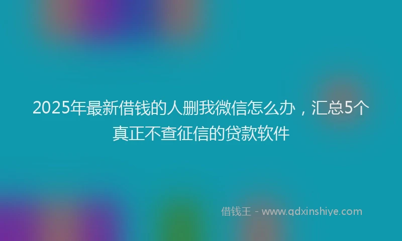 2025年最新借钱的人删我微信怎么办，汇总5个真正不查征信的贷款软件