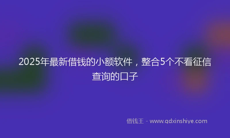 2025年最新借钱的小额软件，整合5个不看征信查询的口子