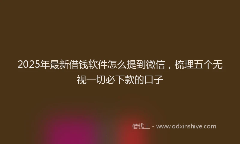 2025年最新借钱软件怎么提到微信，梳理五个无视一切必下款的口子