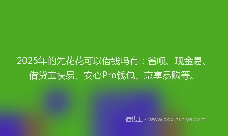 2025年的先花花可以借钱吗有：省呗、现金易、借贷宝快易、安心Pro钱包、京享易购等。