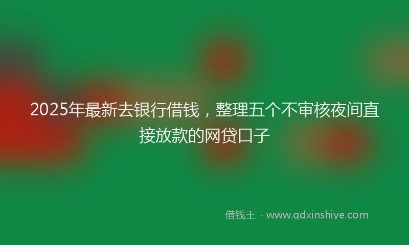 2025年最新去银行借钱，整理五个不审核夜间直接放款的网贷口子