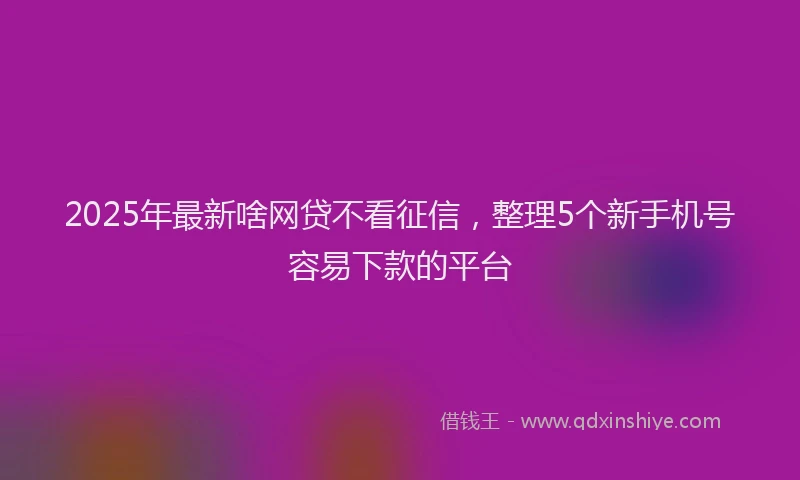 2025年最新啥网贷不看征信，整理5个新手机号容易下款的平台