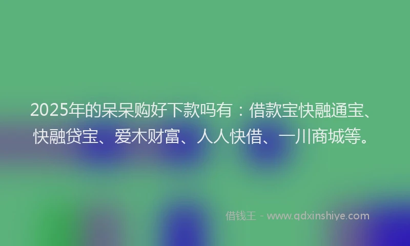 2025年的呆呆购好下款吗有：借款宝快融通宝、快融贷宝、爱木财富、人人快借、一川商城等。